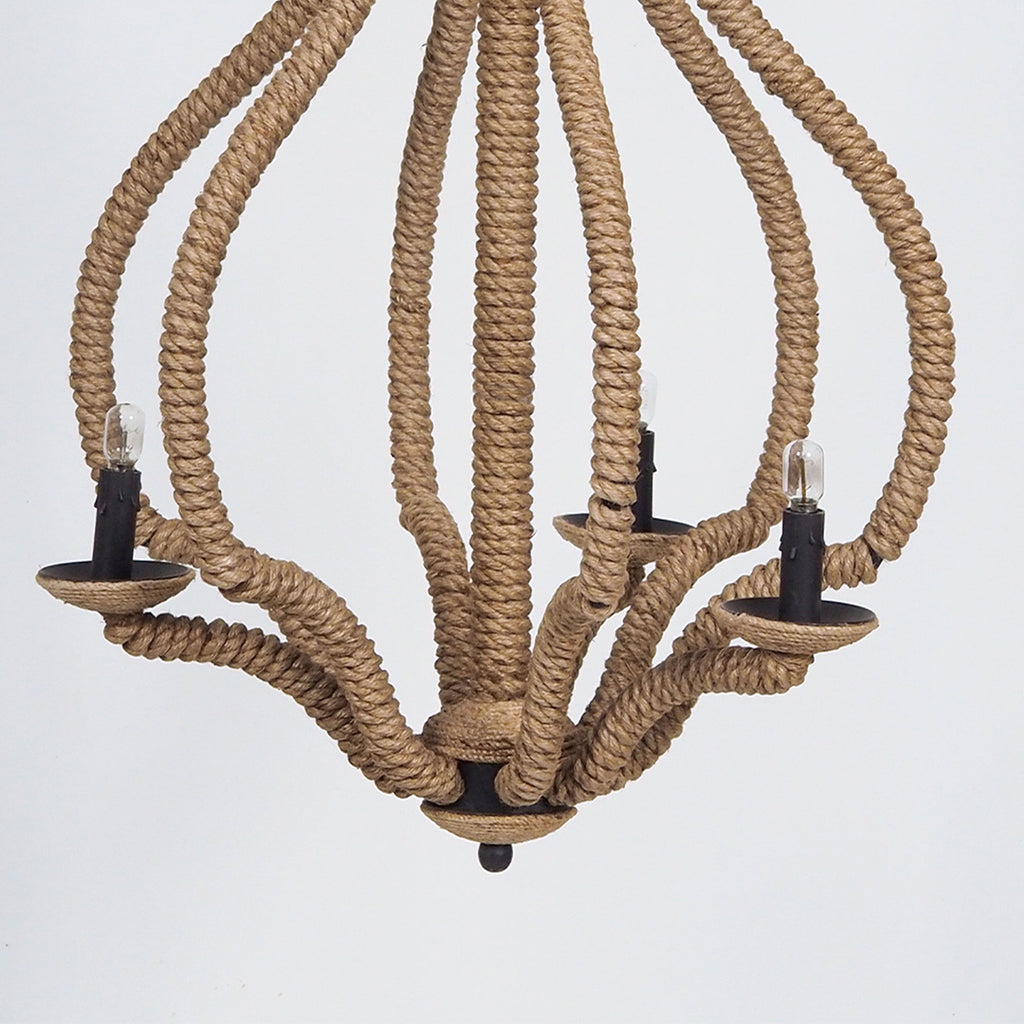 Jute Rope Chandelier, Rustic Rope Light Fixture