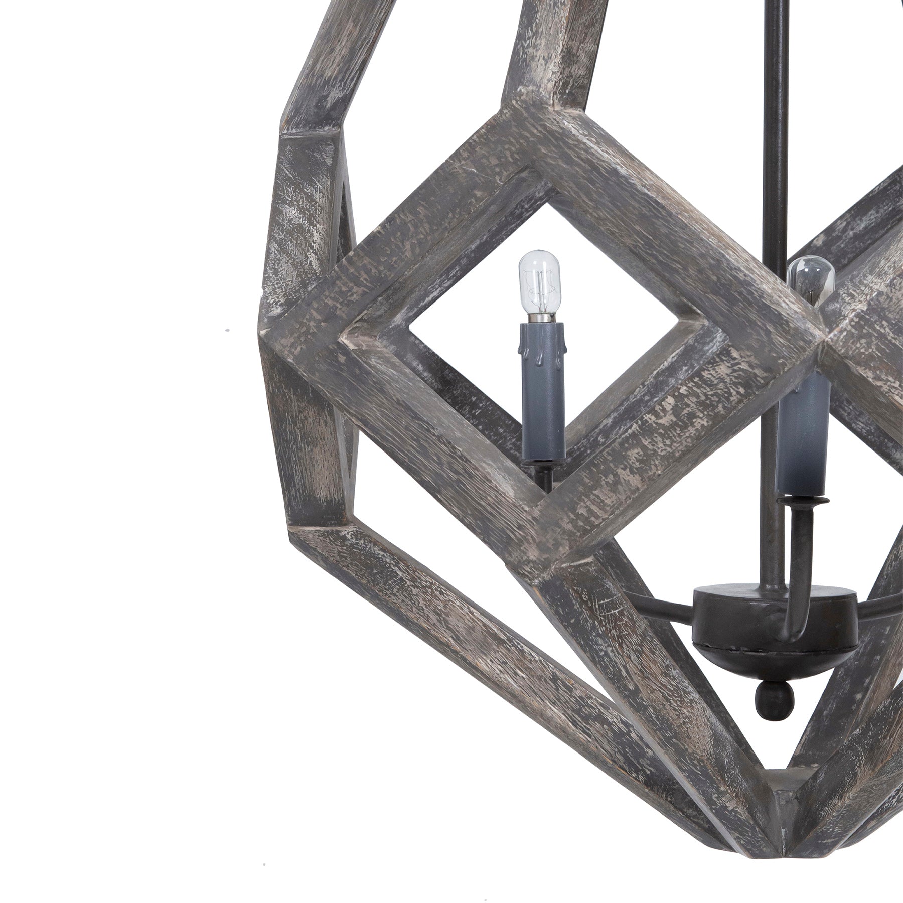 Prism Wooden Chandelier, Geometric Farmhouse Chandelier