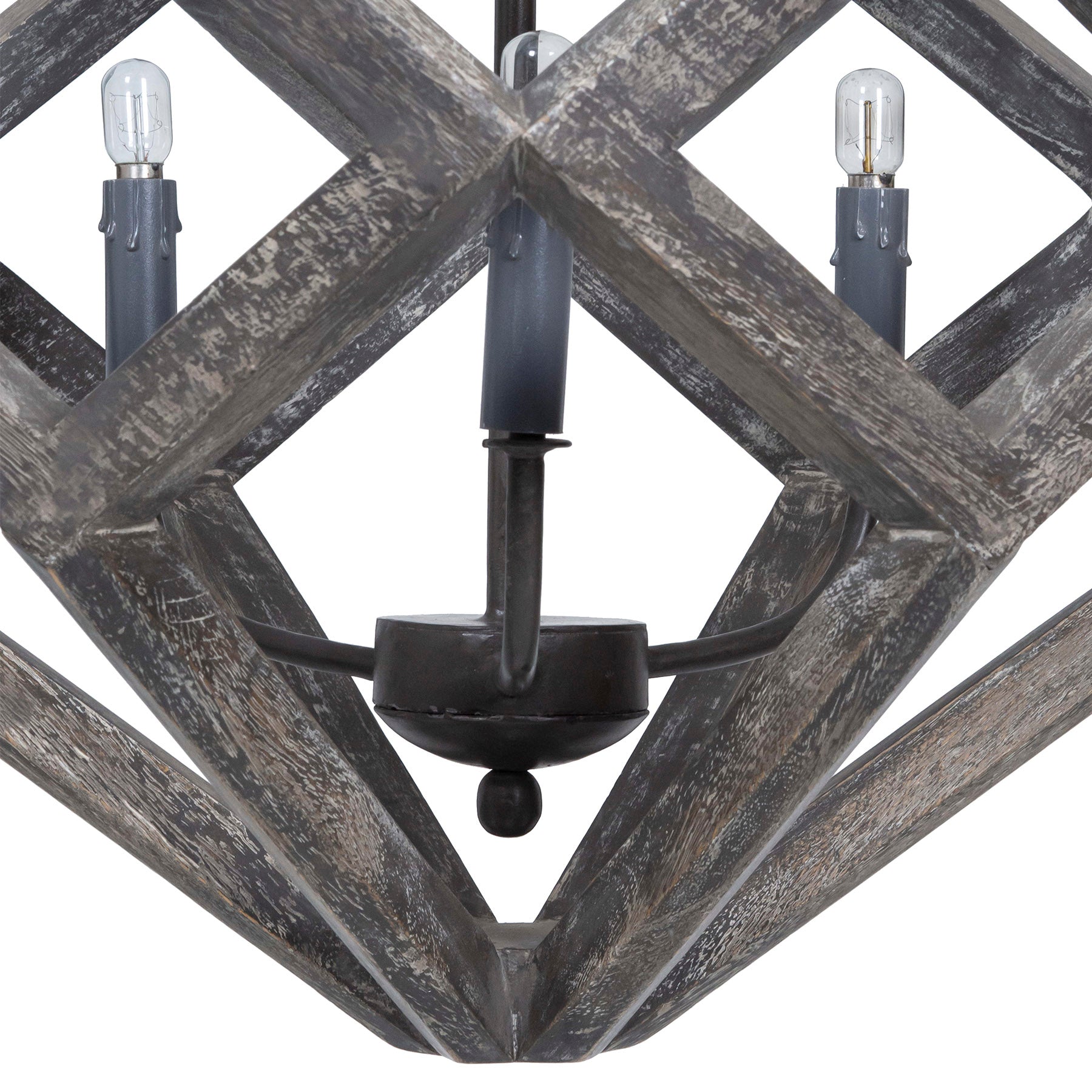 Prism Wooden Chandelier, Geometric Farmhouse Chandelier