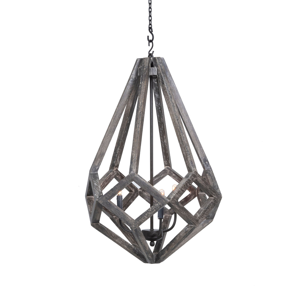 Prism Wooden Chandelier, Geometric Farmhouse Chandelier