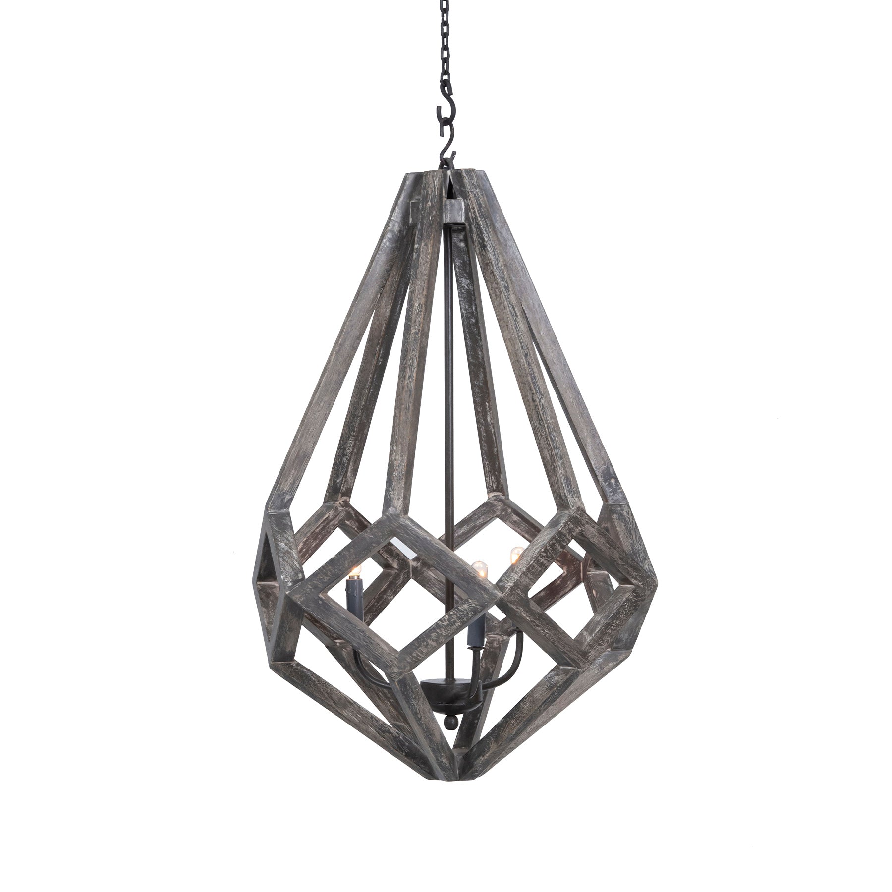 Prism Wooden Chandelier, Geometric Farmhouse Chandelier
