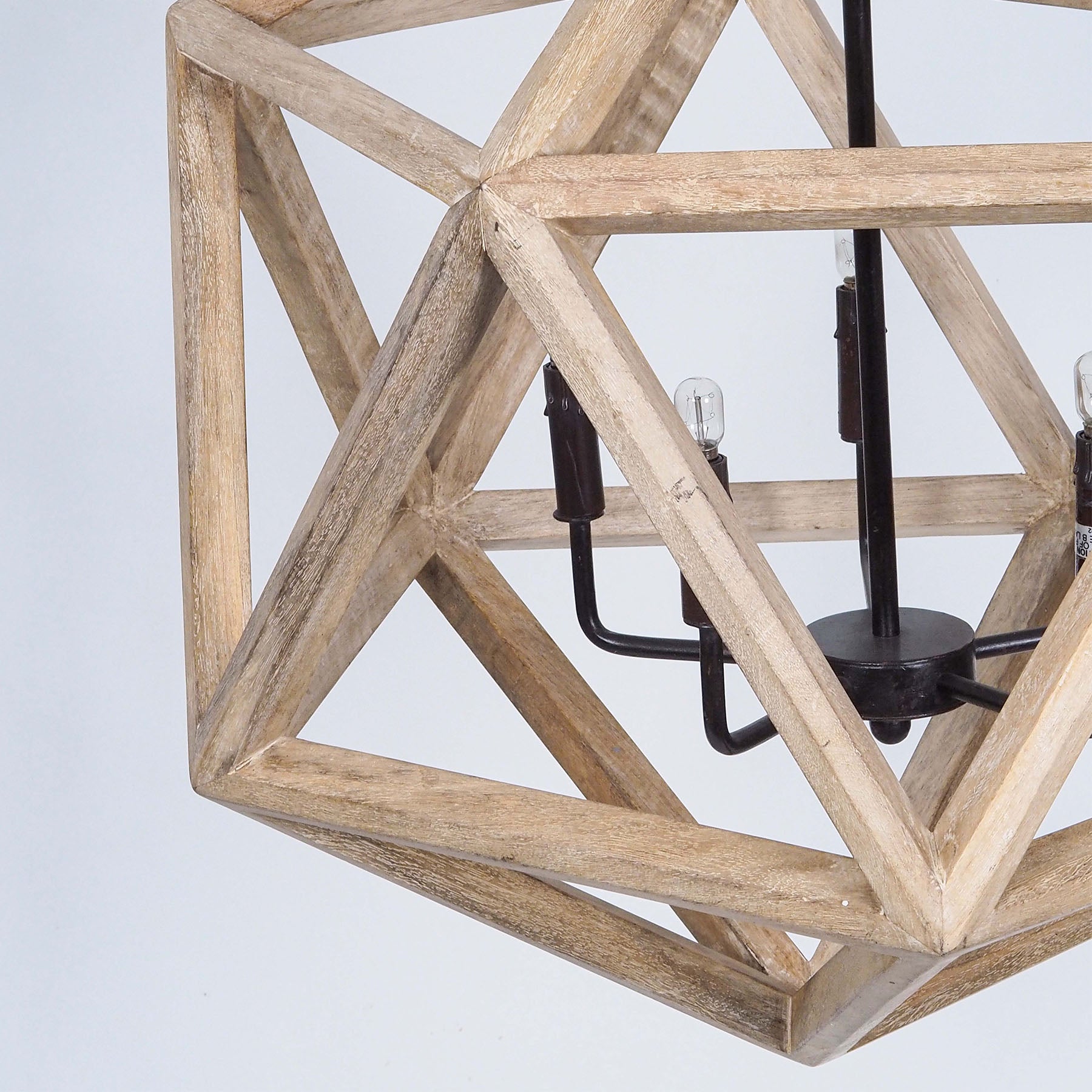 Rustic 5 Light Dining Chandelier, Geometric Wood Chandelier