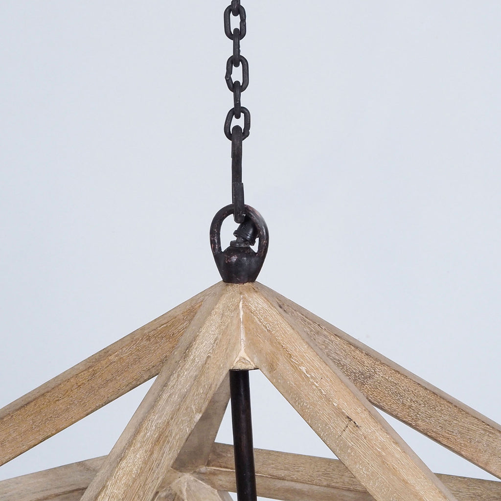 Rustic 5 Light Dining Chandelier, Geometric Wood Chandelier