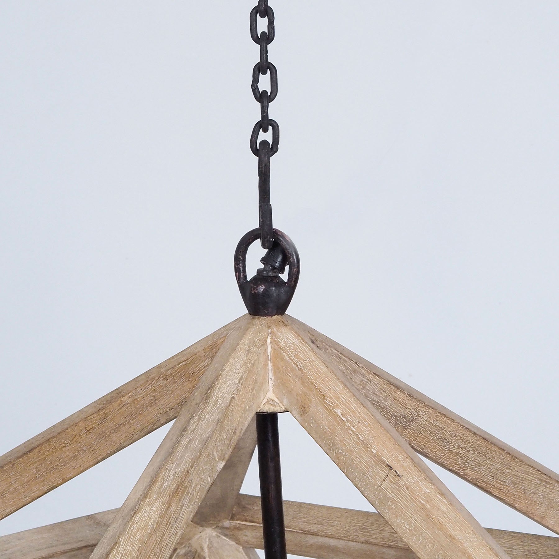 Rustic 5 Light Dining Chandelier, Geometric Wood Chandelier