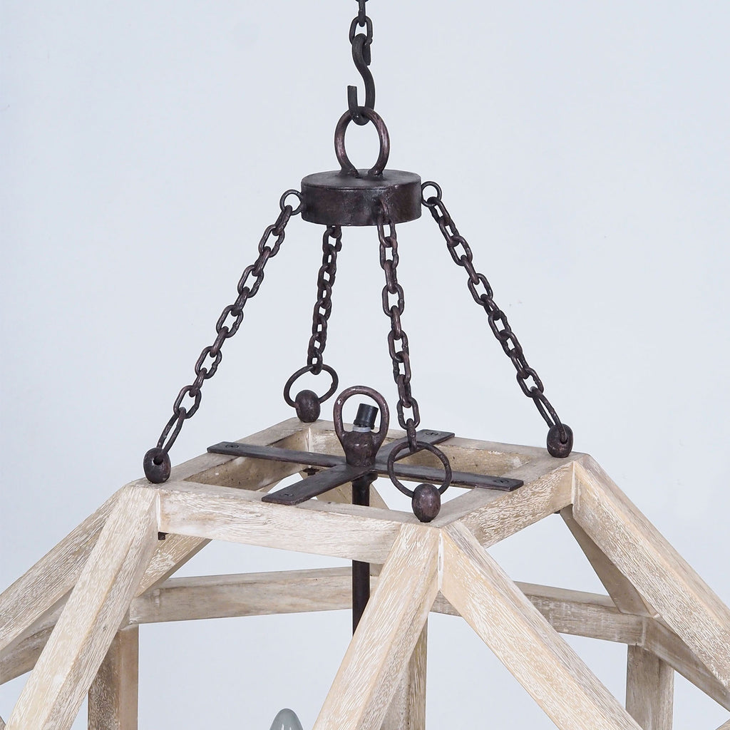 Farmhouse Wood Chandelier, Rustic Wooden Chandelier Light