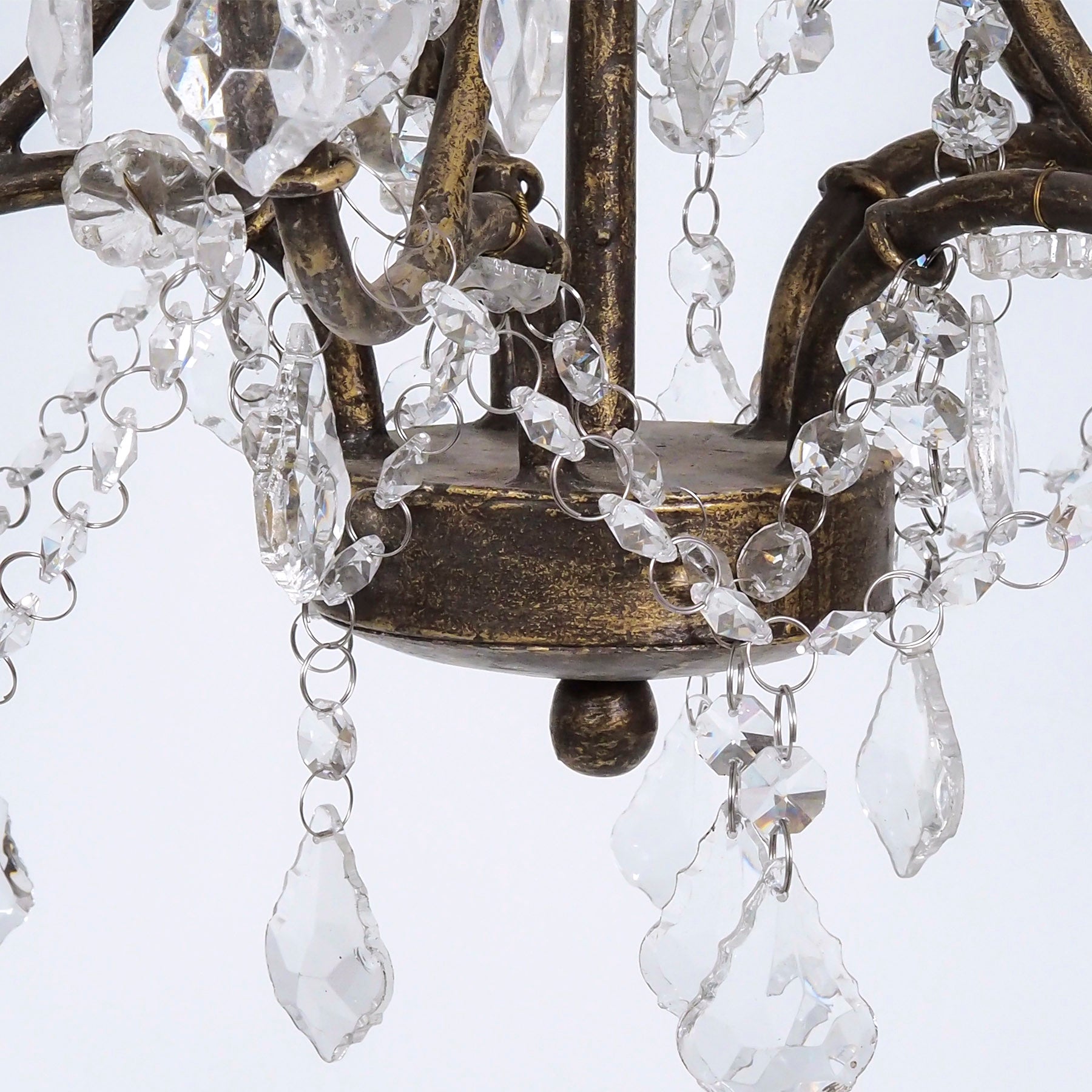 Wood Mesh Chandelier with Crystal Droplets (24")