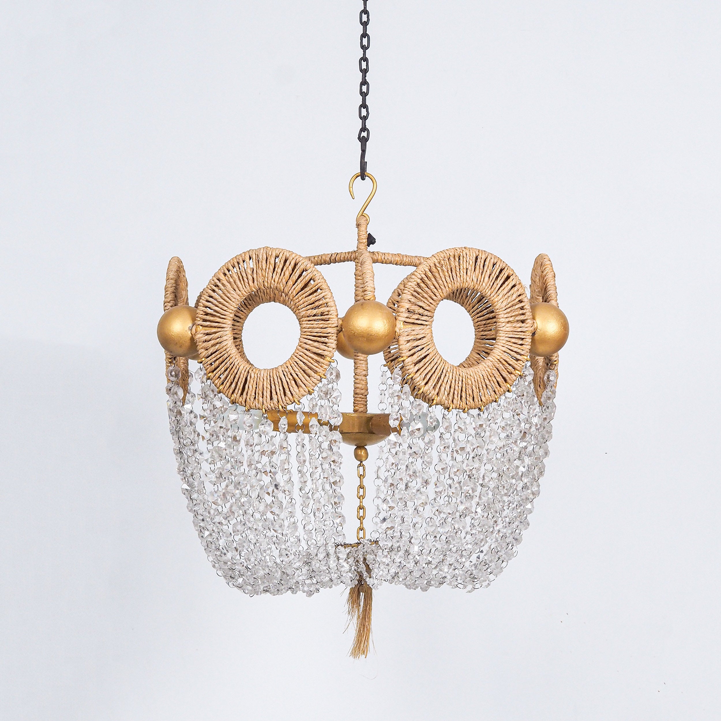 Rope Crystal Chandelier, Boho Beaded Chandelier