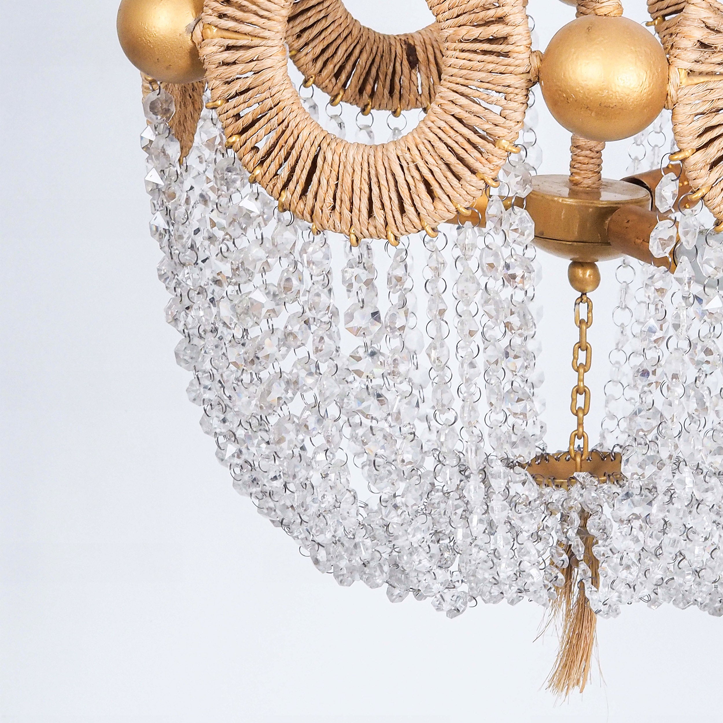 Rope Crystal Chandelier, Boho Beaded Chandelier
