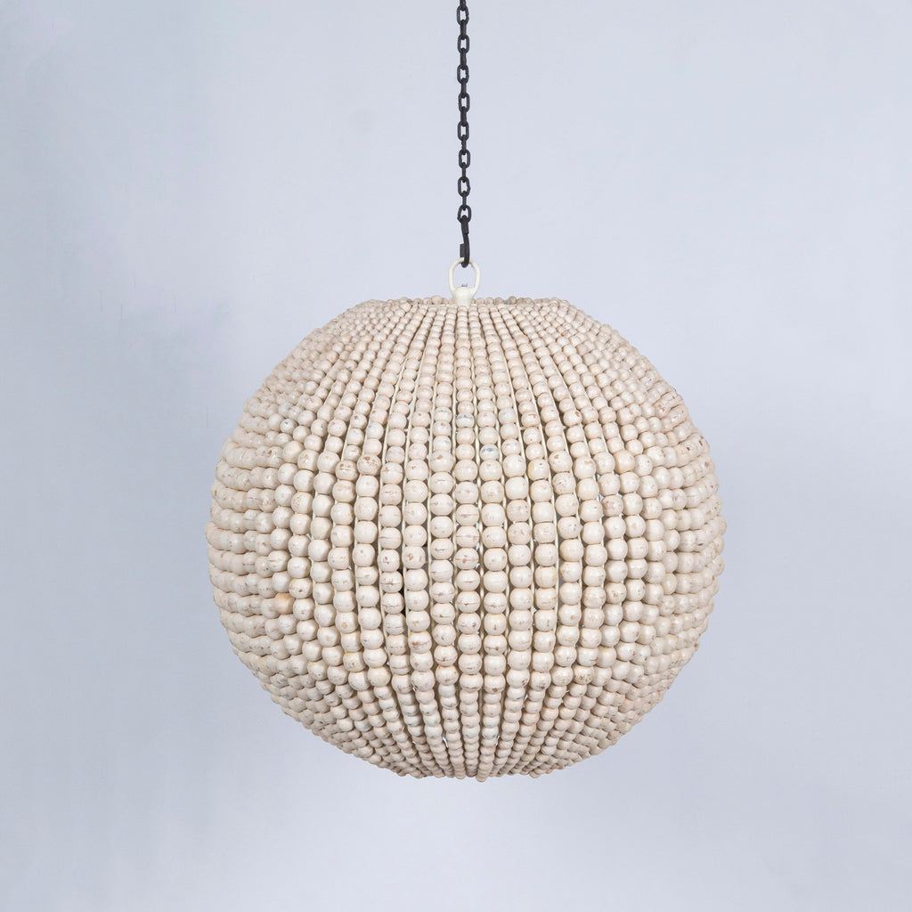 Boho Farmhouse Globe Light, Beaded Orb Chandelier