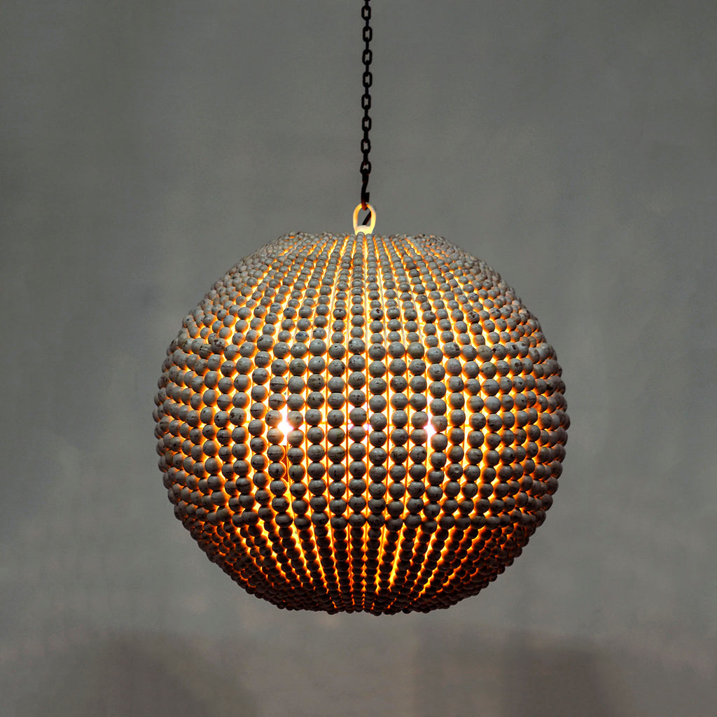 Boho Farmhouse Globe Light, Beaded Orb Chandelier