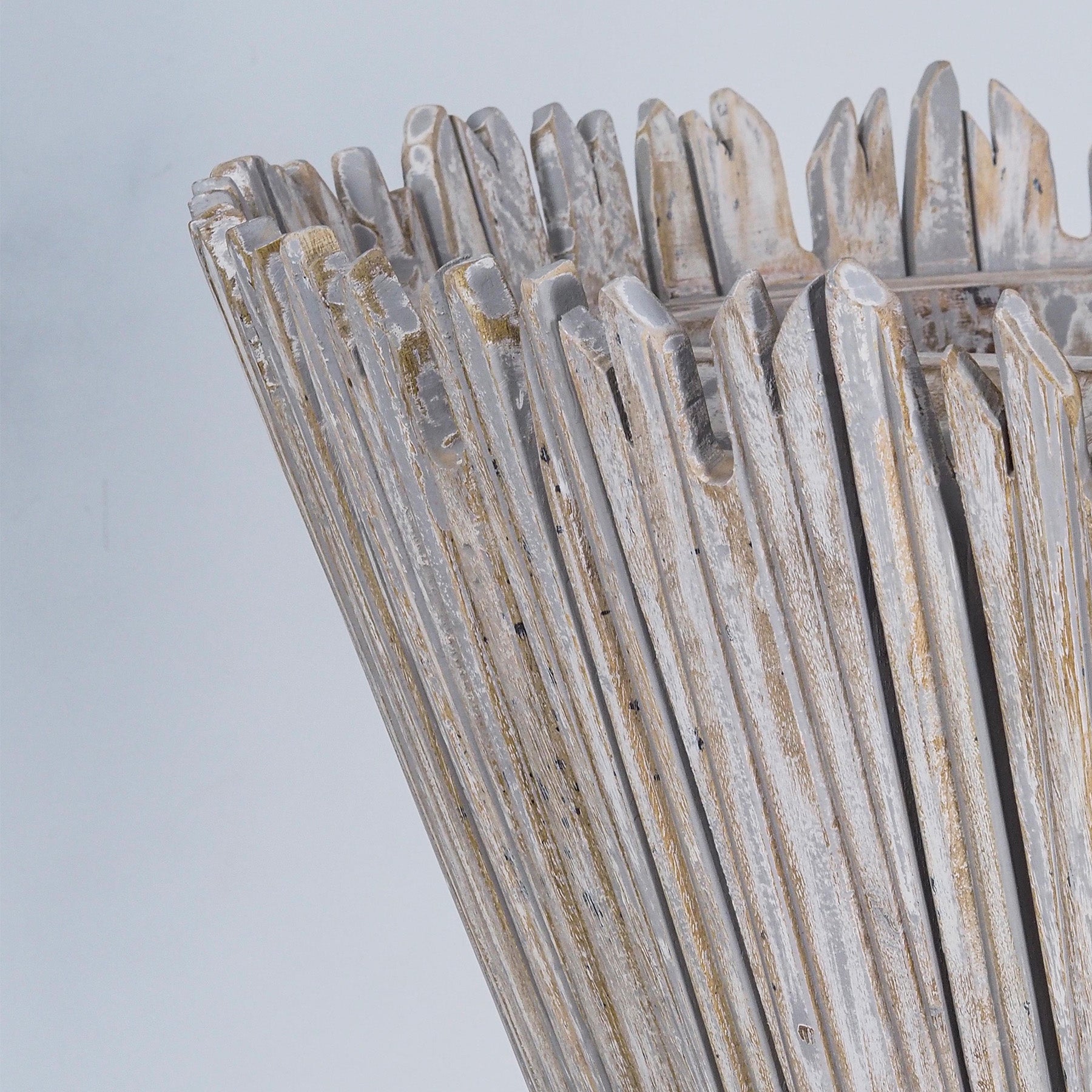 Distressed White Chandelier, Sculptural Dining Room Lighting