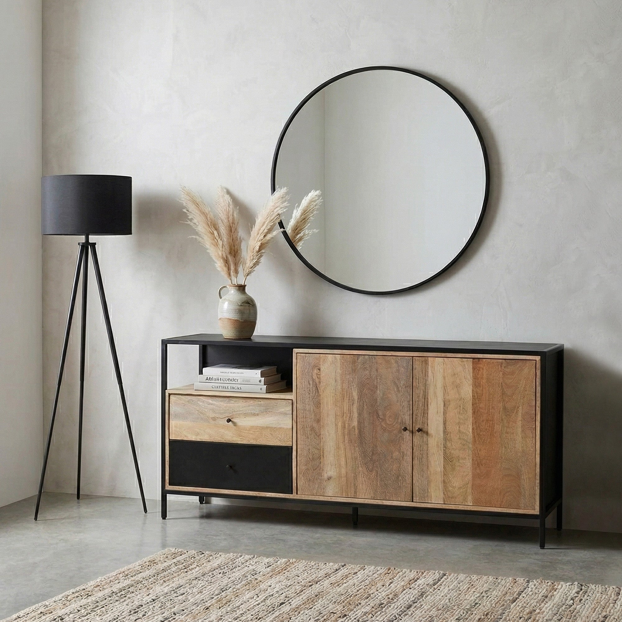 Modern Industrial Mango Wood Sideboard