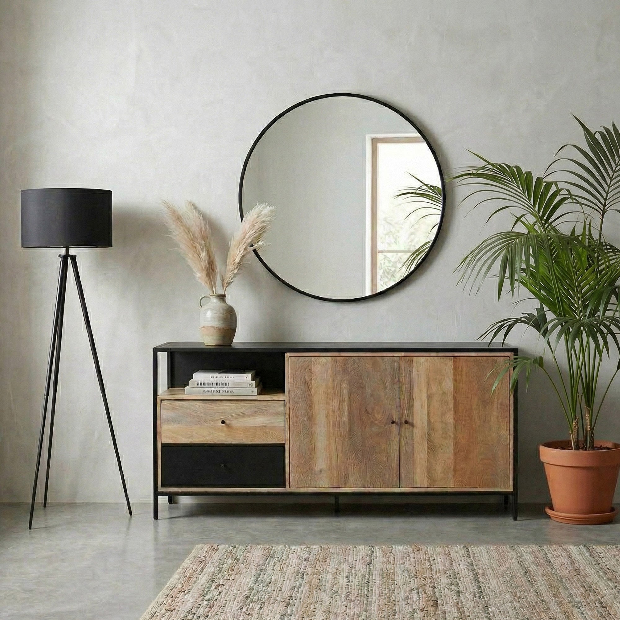 Modern Industrial Mango Wood Sideboard
