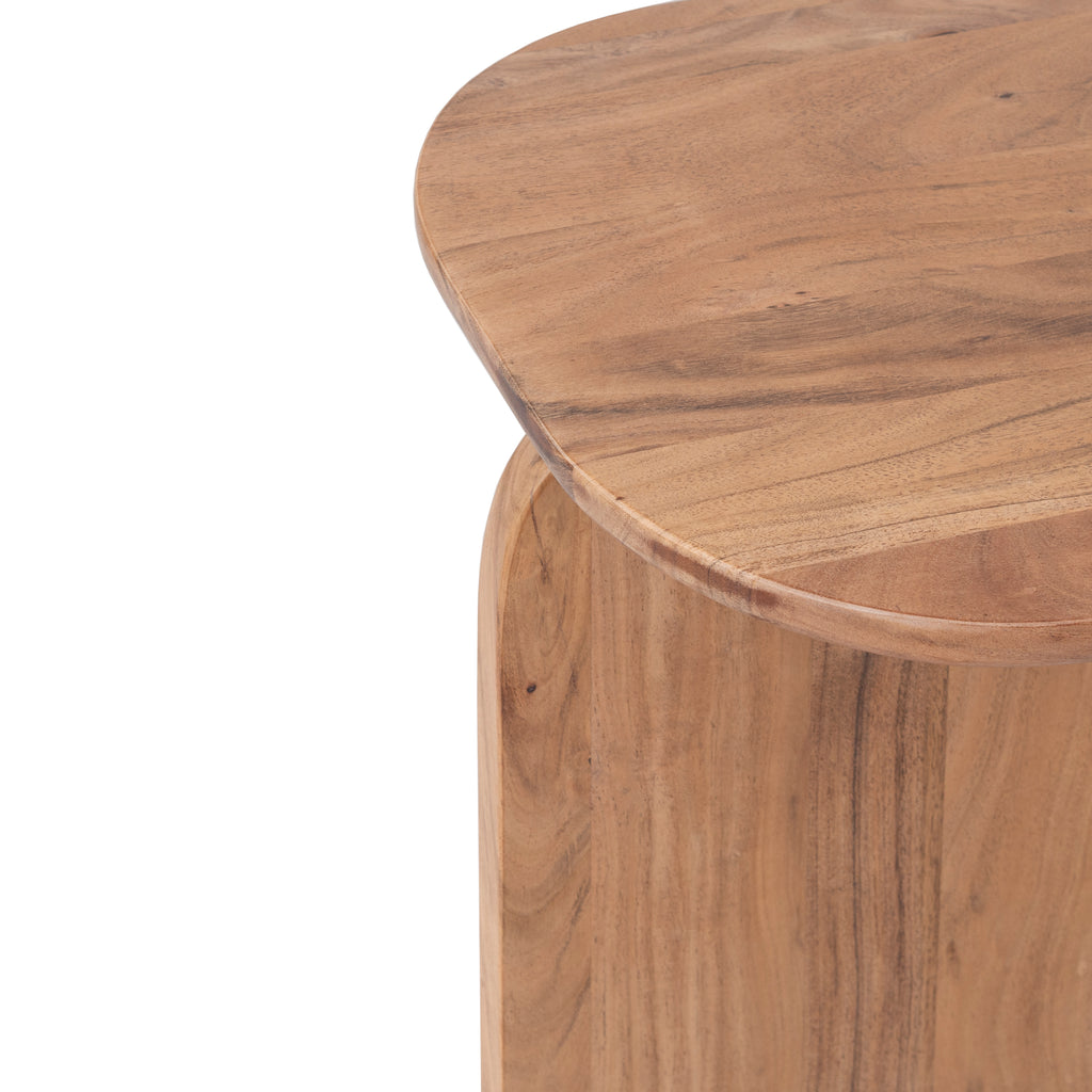 Acacia Wood Side Table with Curved Edges