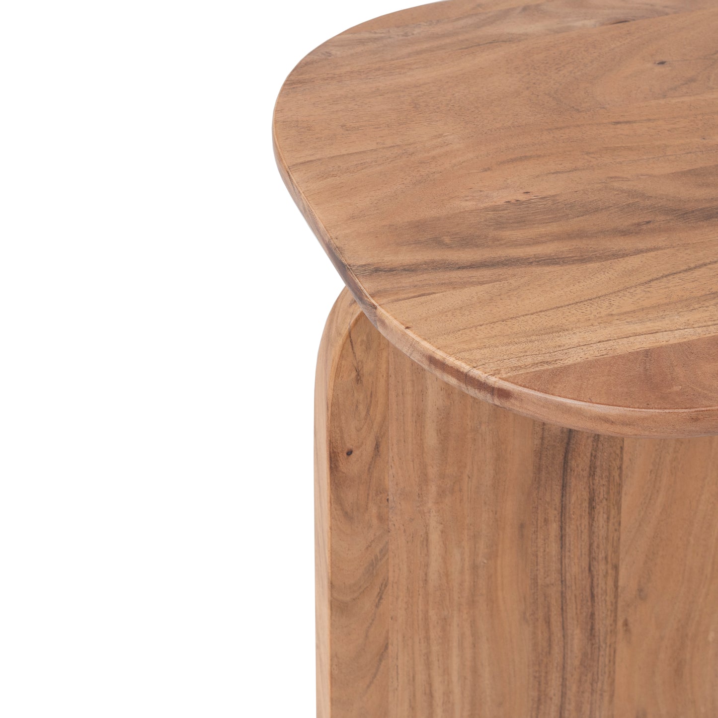 Solid Wood Side Table with Curved Edges