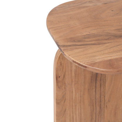 Solid Wood Side Table with Curved Edges