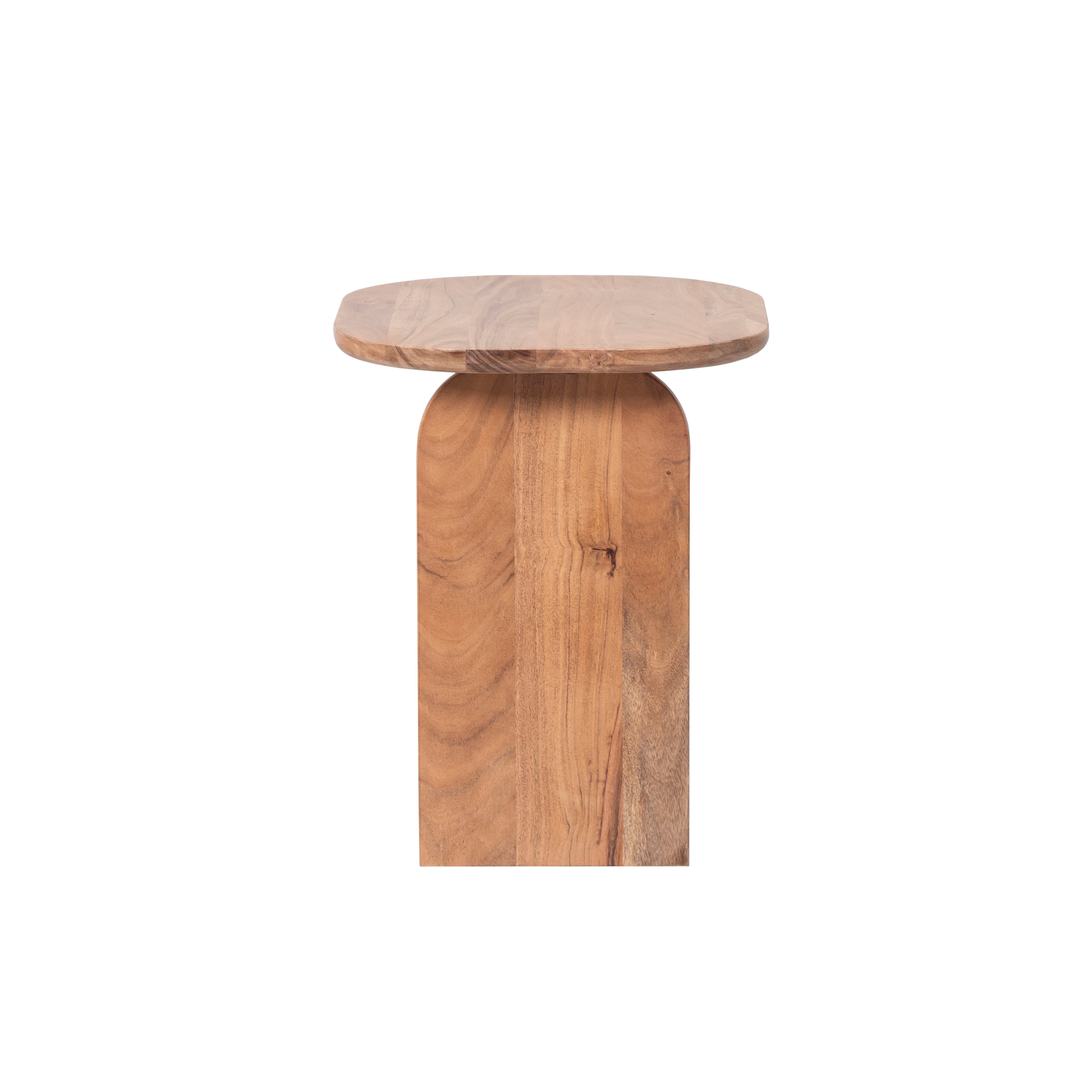 Acacia Wood Side Table with Curved Edges