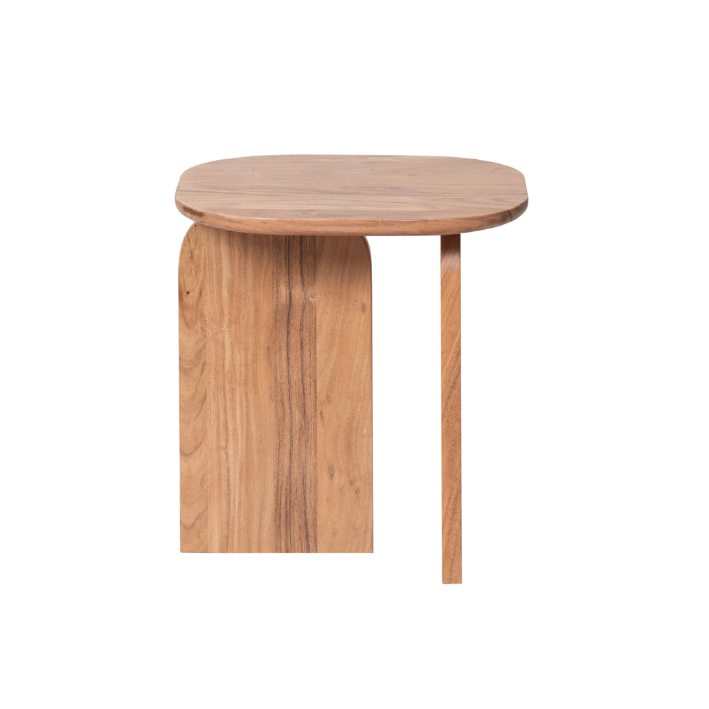 Acacia Wood Side Table with Curved Edges