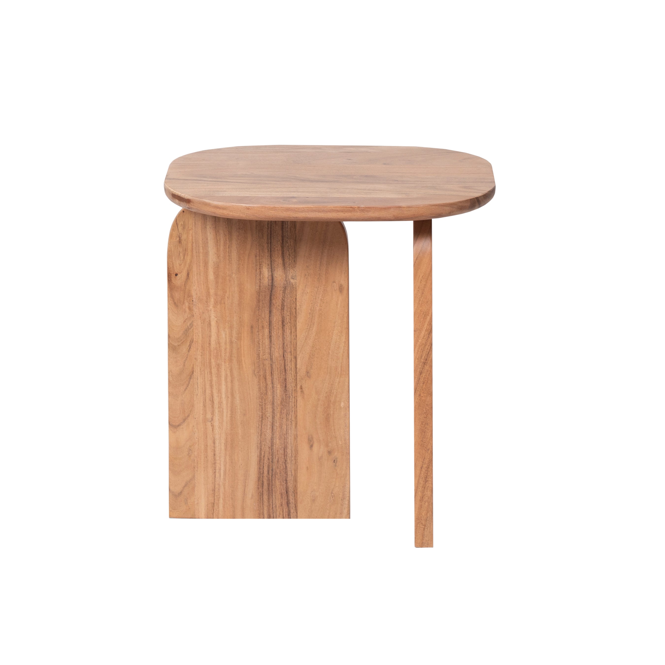 Acacia Wood Side Table with Curved Edges