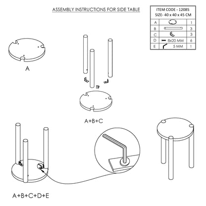 Solid Acacia Wood Round Side Table