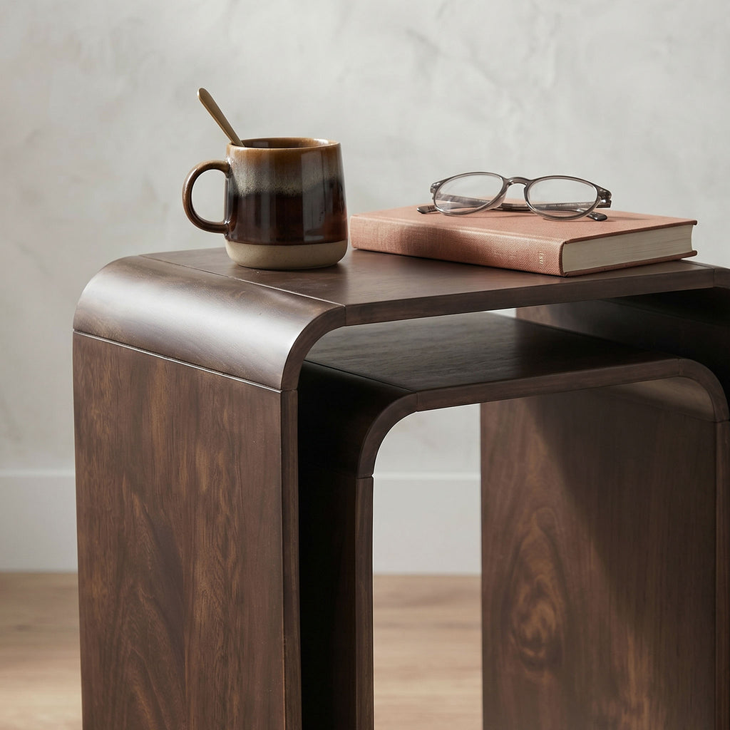Nested Wooden Side Tables Set of 2
