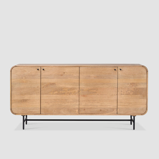 Contemporary Curved Mango Wood Sideboard