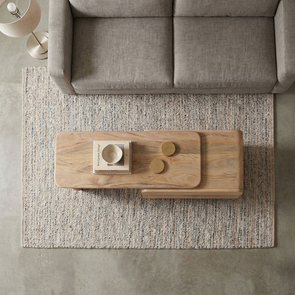 Mango Wood Coffee Table with Storage Drawers