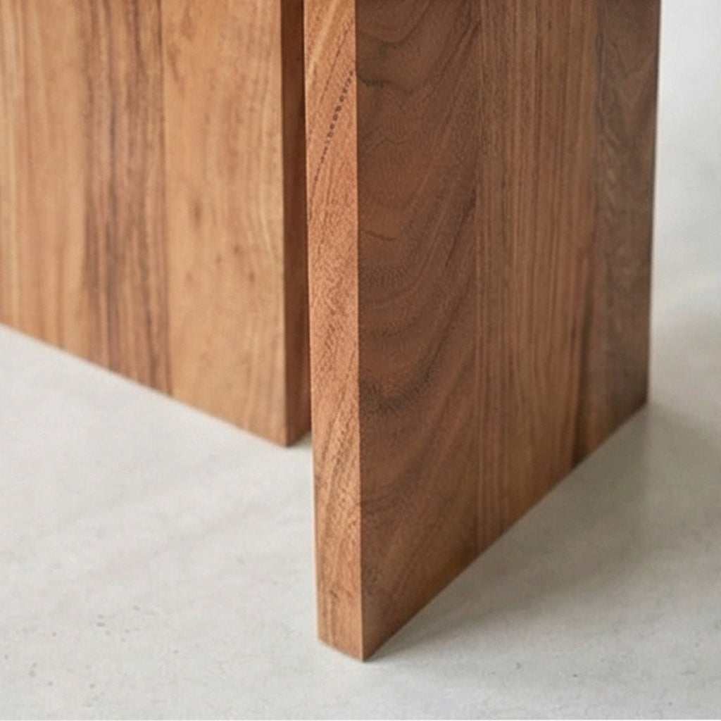 Acacia Wood Side Table with Curved Edges