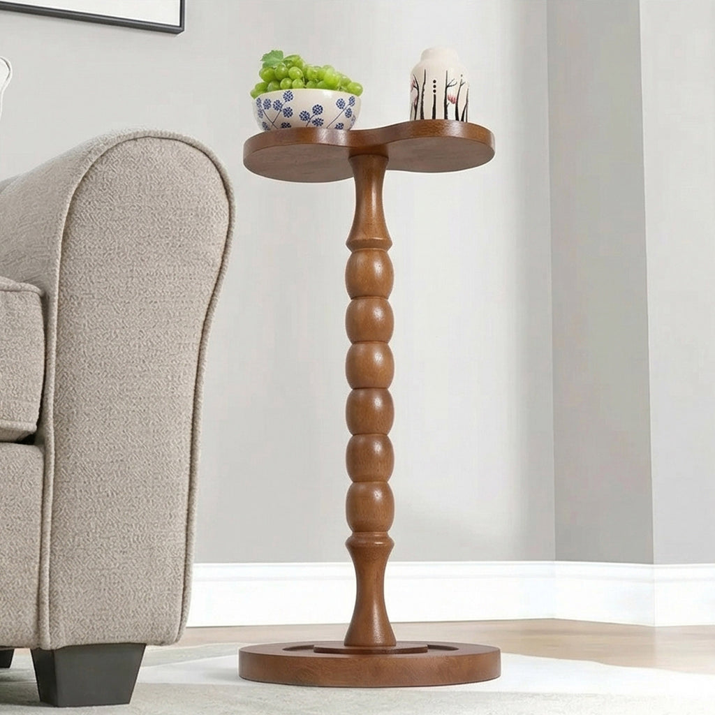 Handcrafted Wooden Pedestal Table