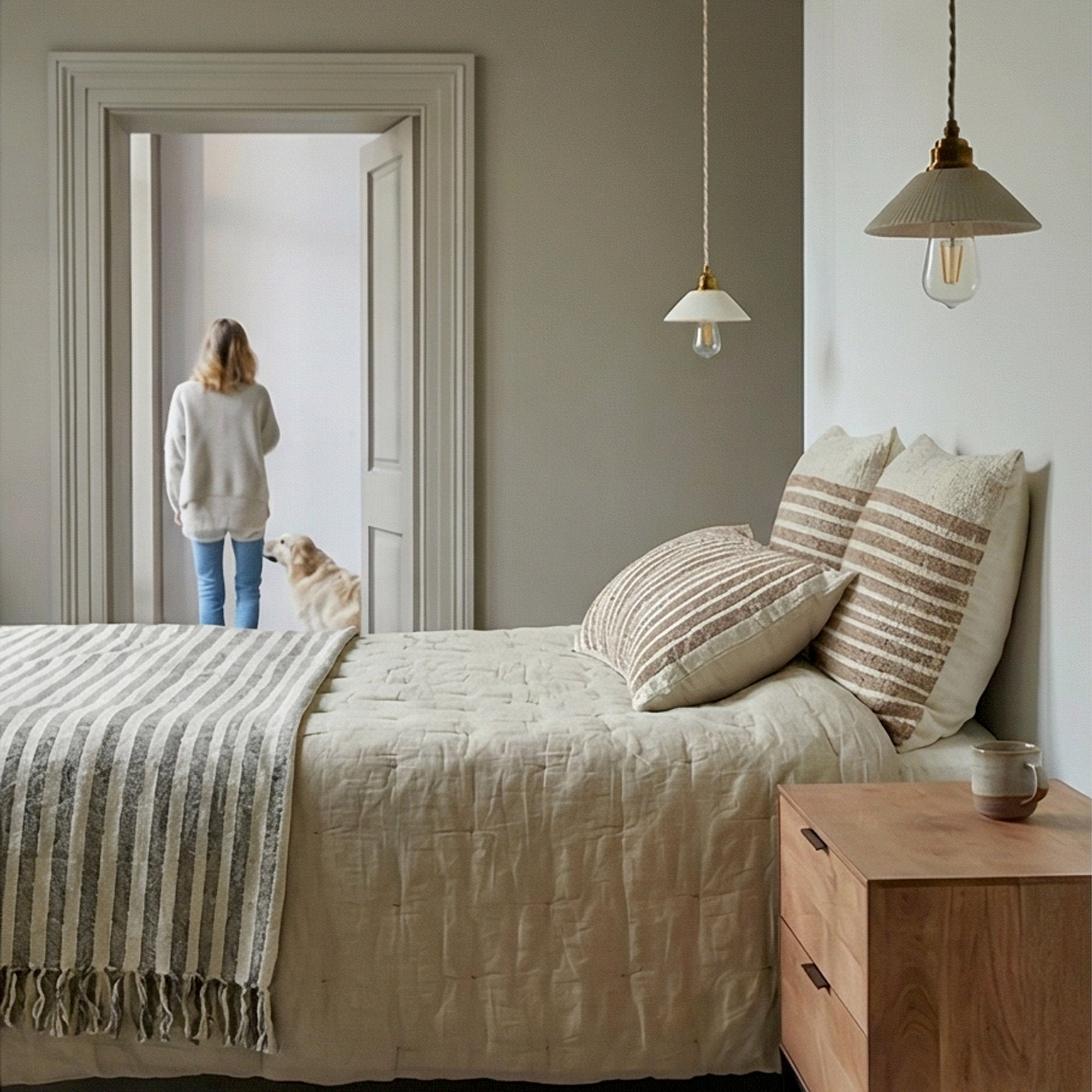 2 Drawer Modern Natural Wood Bedside Table