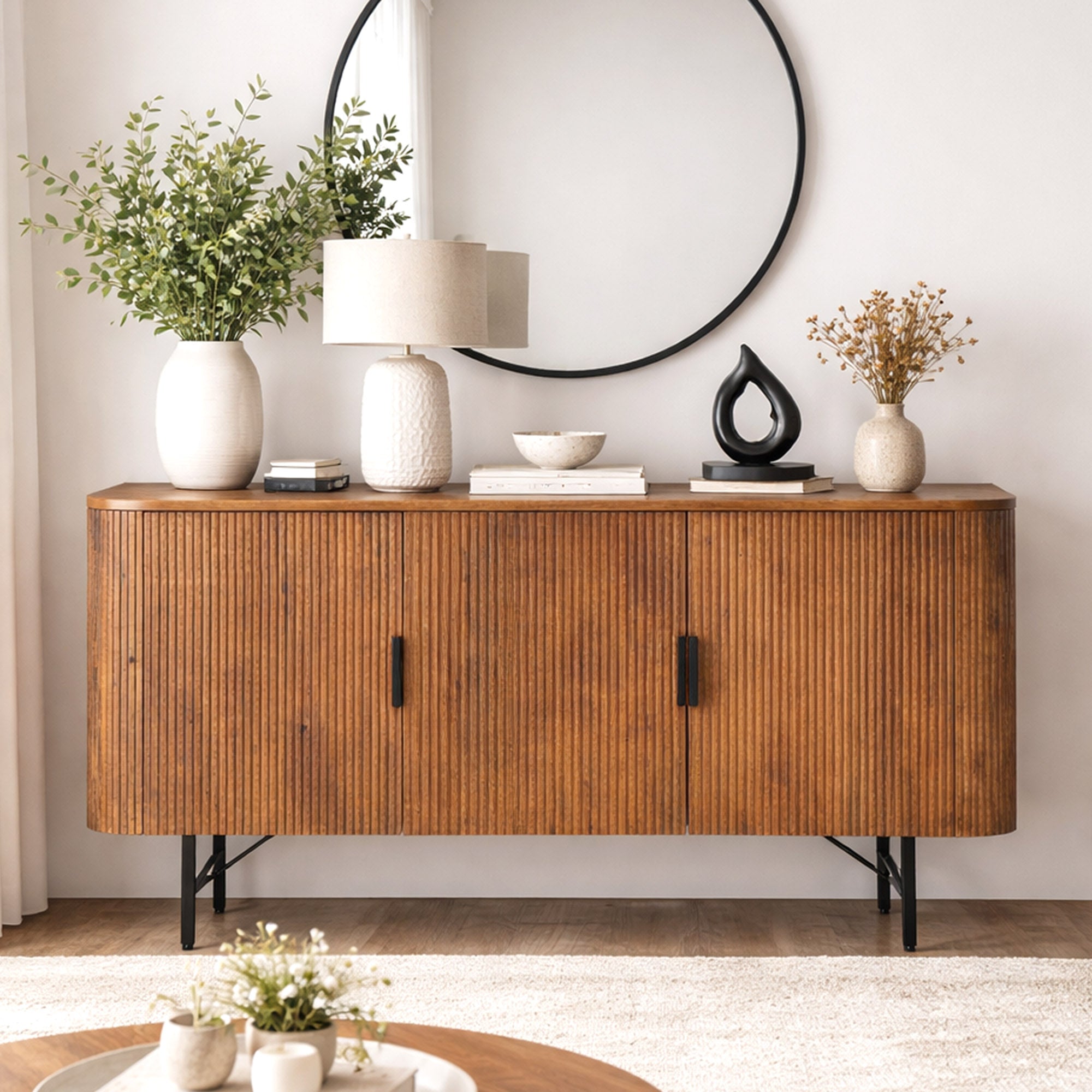 Fluted Wood Sideboard