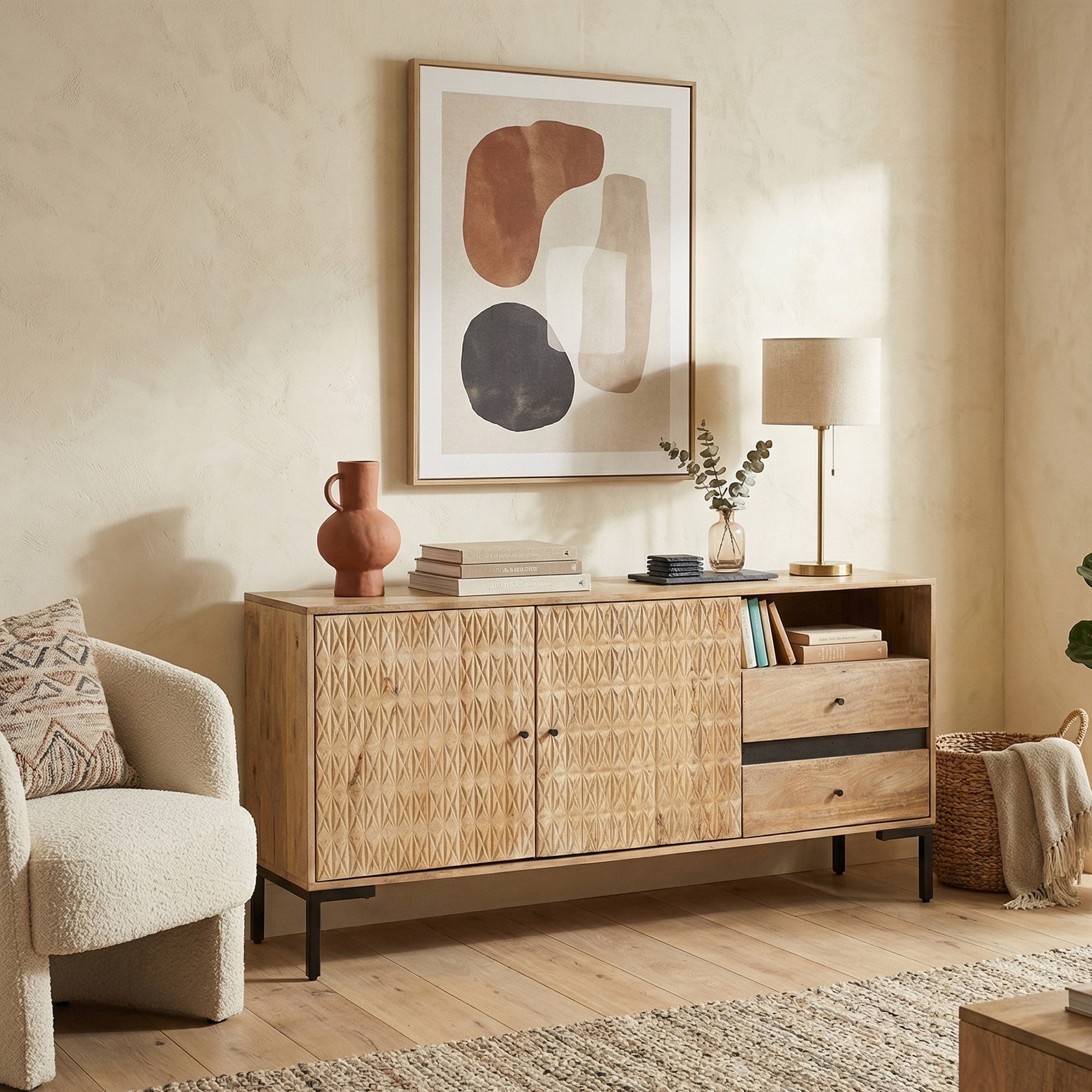Handcrafted Mango Wood Sideboard