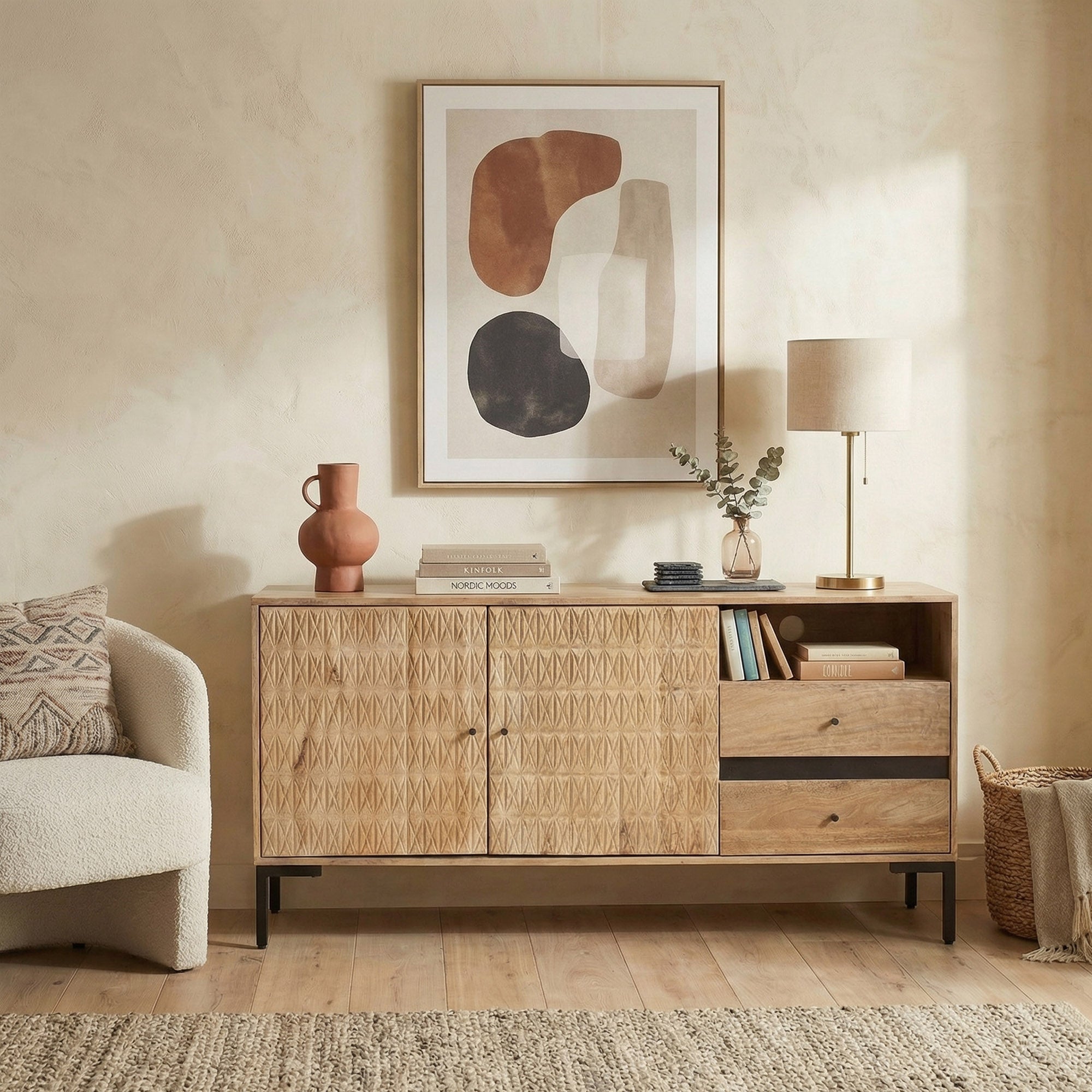 Handcrafted Mango Wood Sideboard