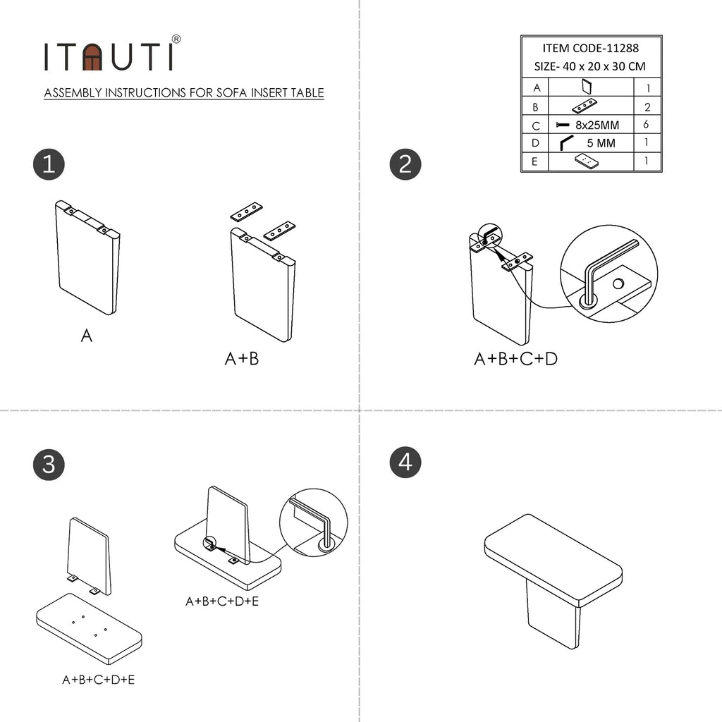 Dark Wood Sofa Arm Table | Space Saving Side Table