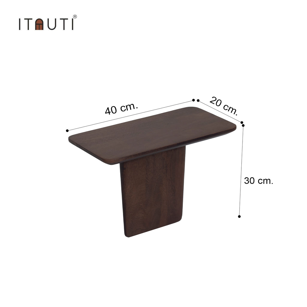 Dark Wood Sofa Arm Table | Space Saving Side Table