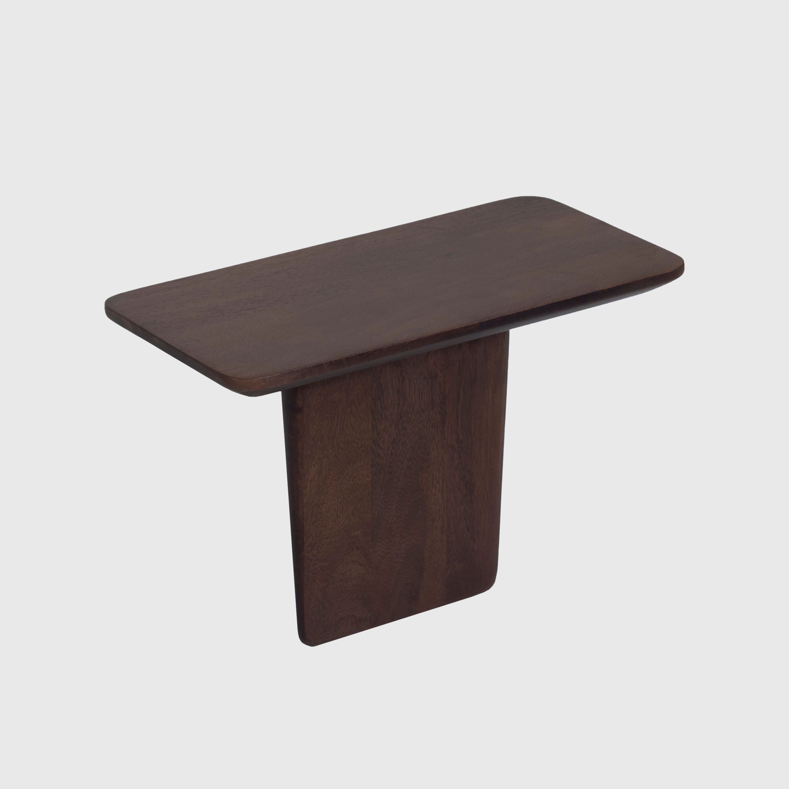 Dark Wood Sofa Arm Table | Space Saving Side Table
