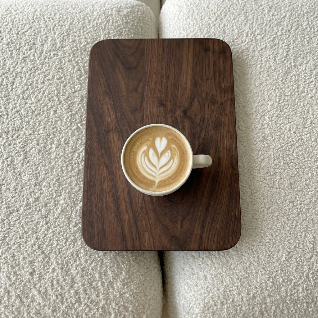 Dark Wood Sofa Arm Table | Space Saving Side Table