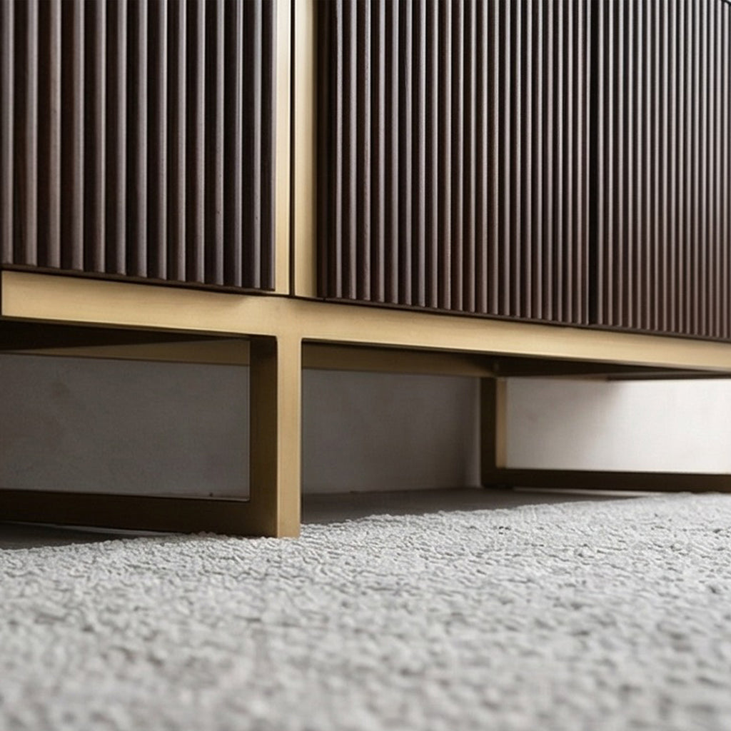 Modern Fluted Wood TV Unit