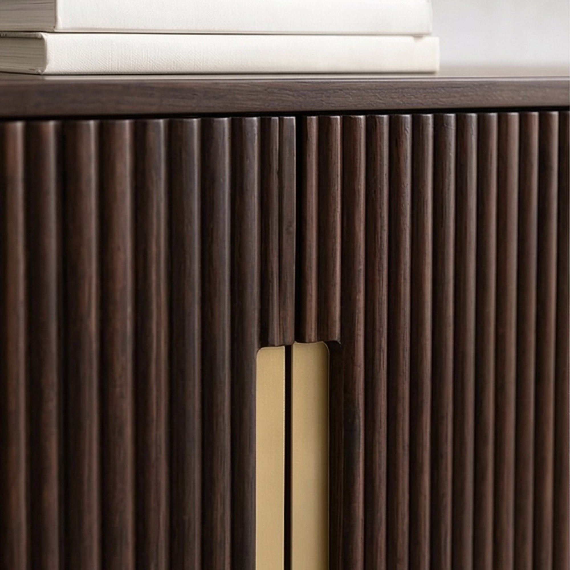 Modern Fluted Wood TV Unit