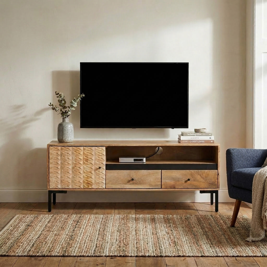 TV Unit with Drawers & Open Shelf