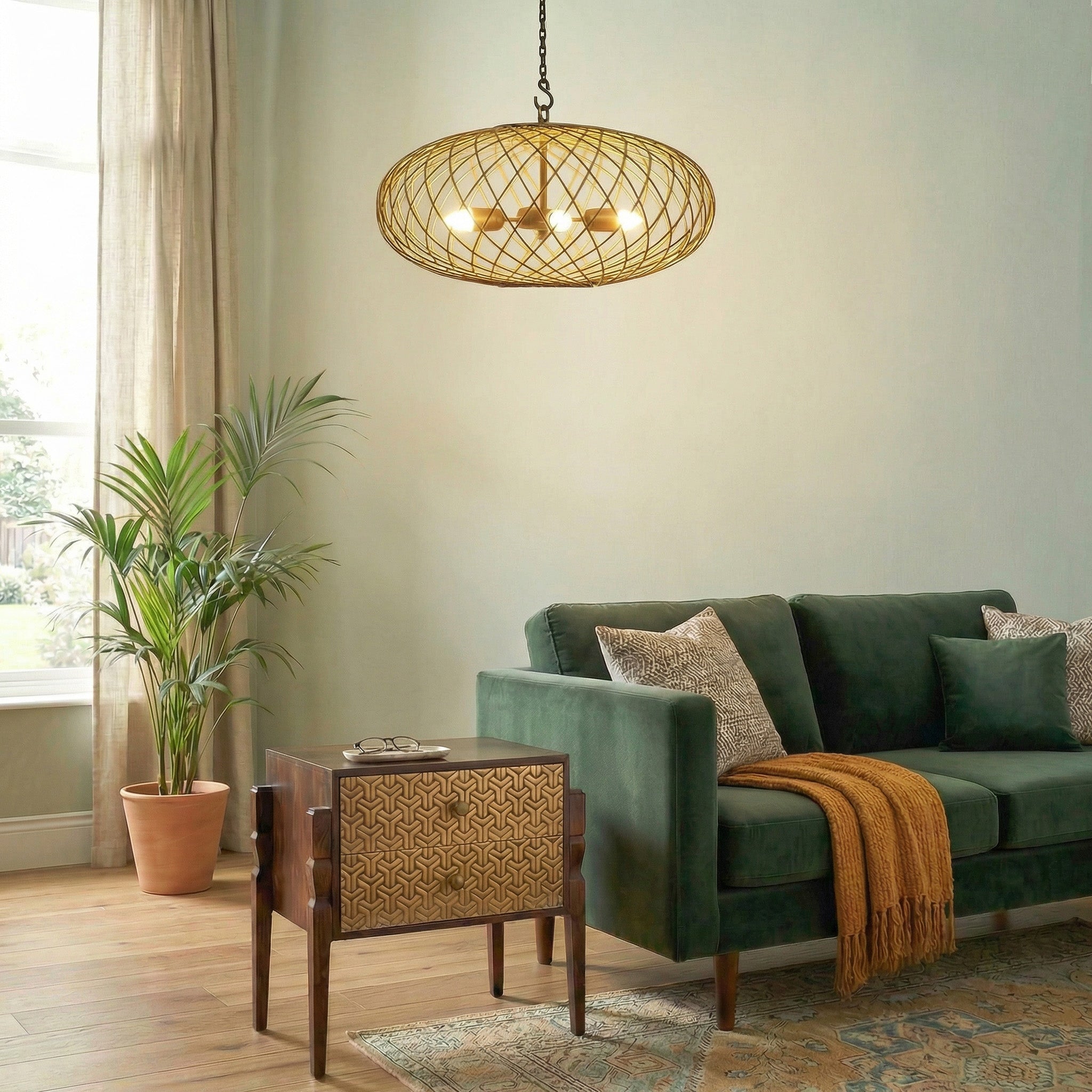 Gold Scorpion Pendant Light, Modern Wire Chandelier
