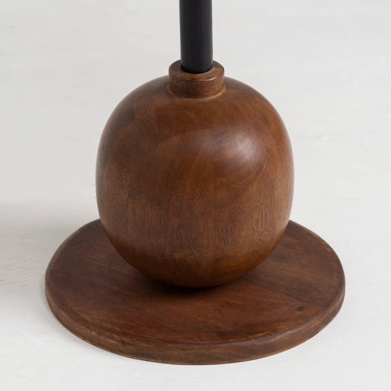 Elegant Wooden Side Table with Spherical Base