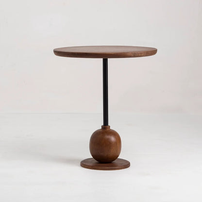 Elegant Wooden Side Table with Spherical Base