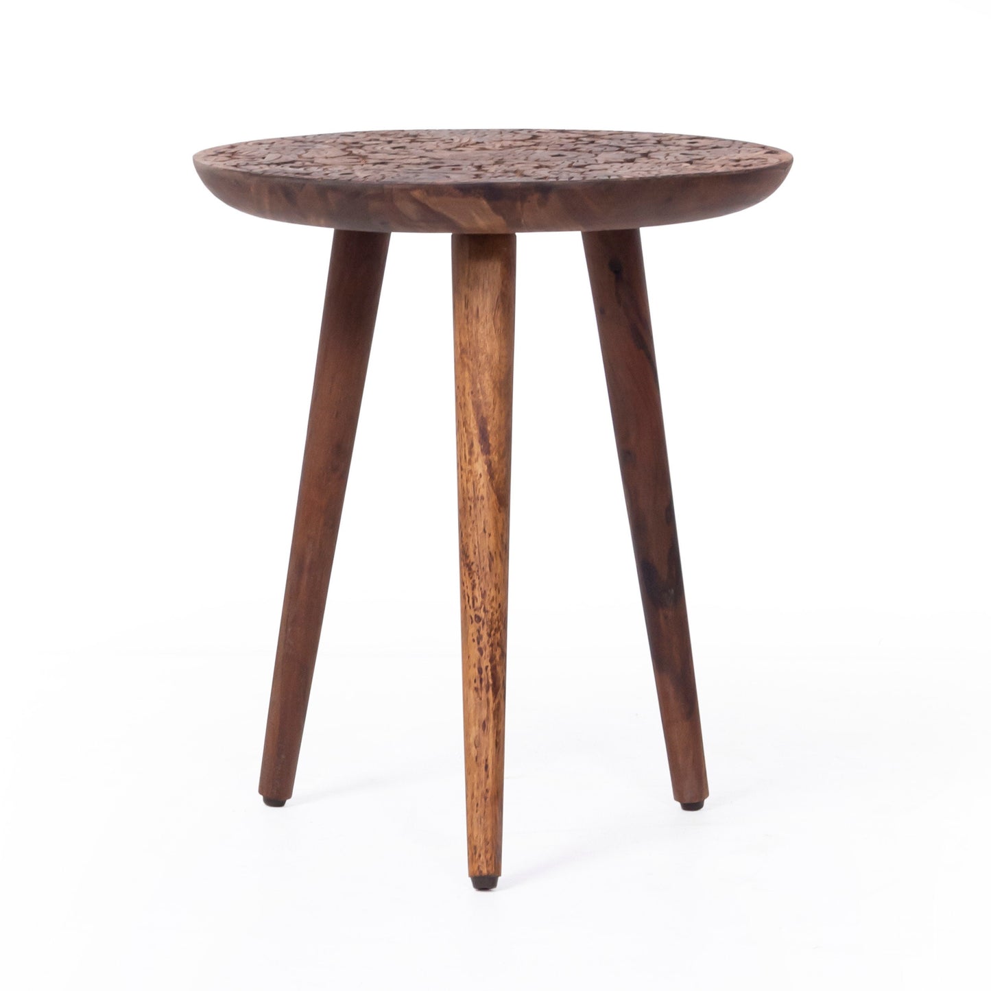 Wooden side table with Hand craved design