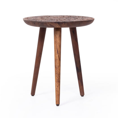Wooden side table with Hand craved design