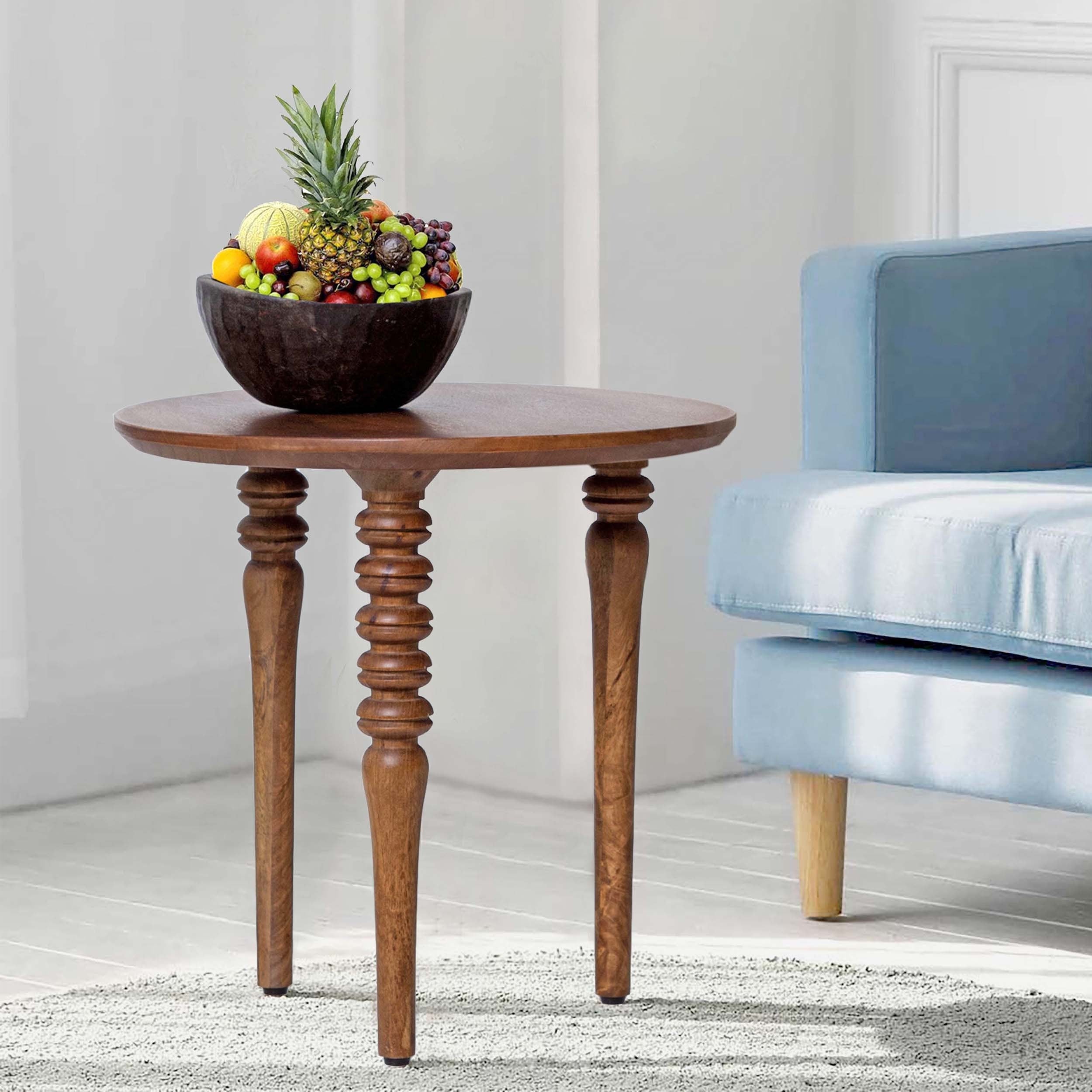 Elegant Wooden Side Table with Carved Legs
