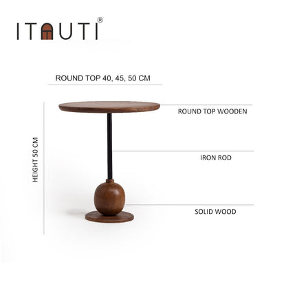Elegant Wooden Side Table with Spherical Base