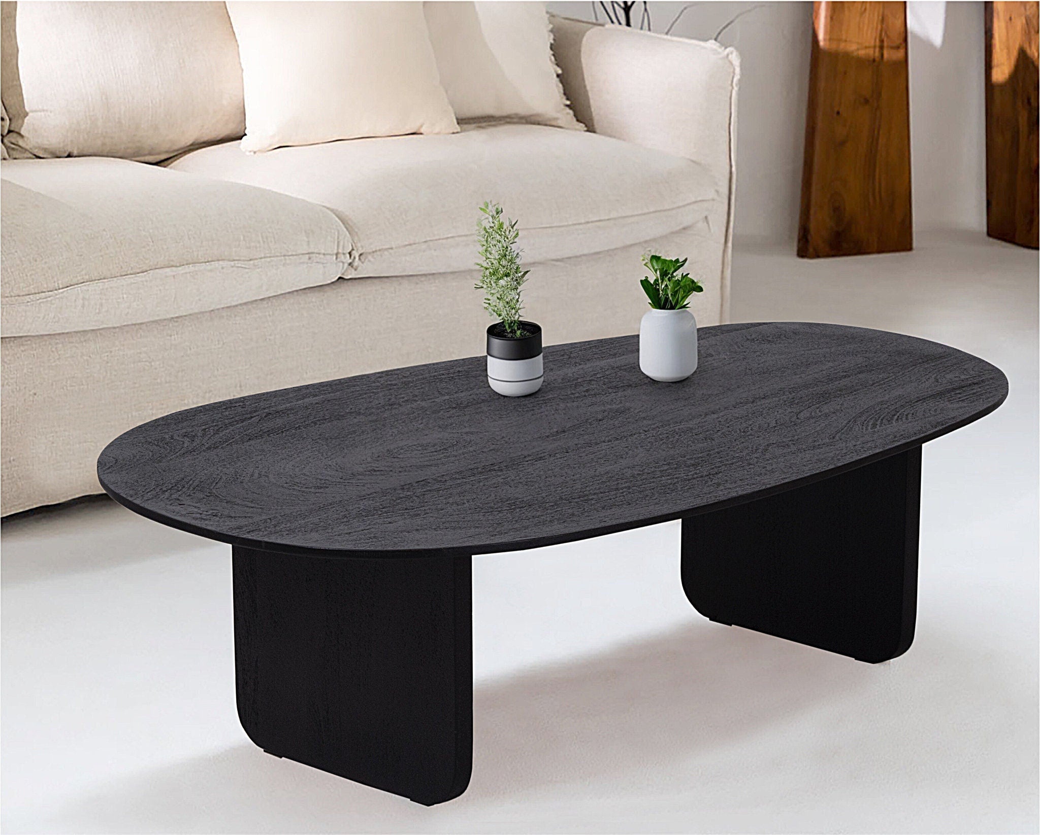 Organic Shape Solid Wood Black