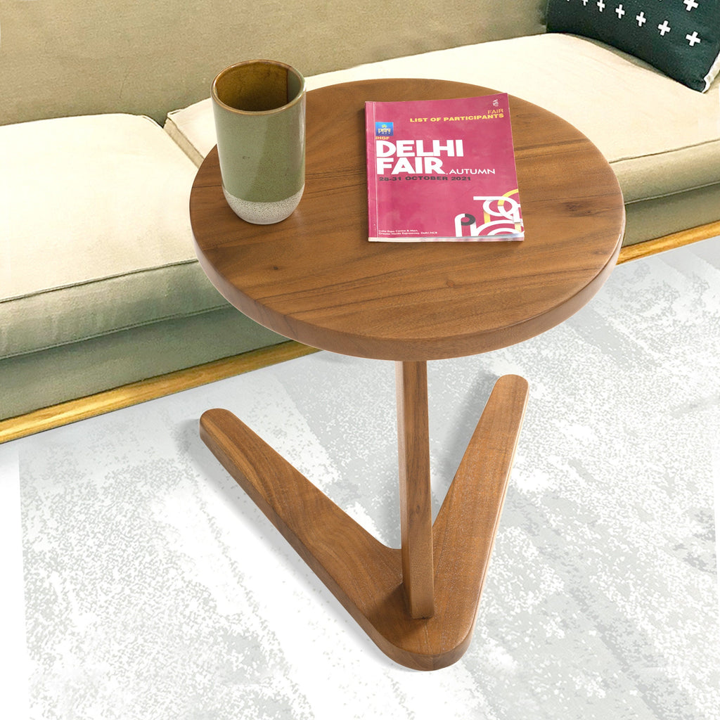 Wooden Side Table with Round Top