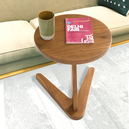 Wooden Side Table with Round Top